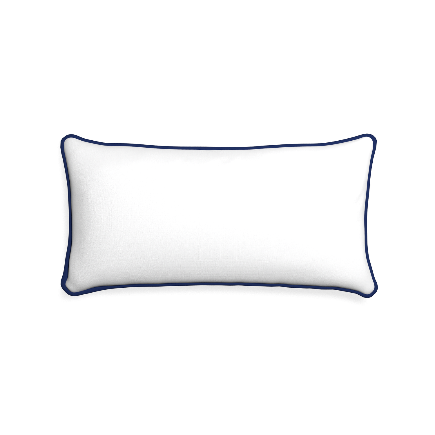 Midi-lumbar snow custom white cottonpillow with midnight piping on white background
