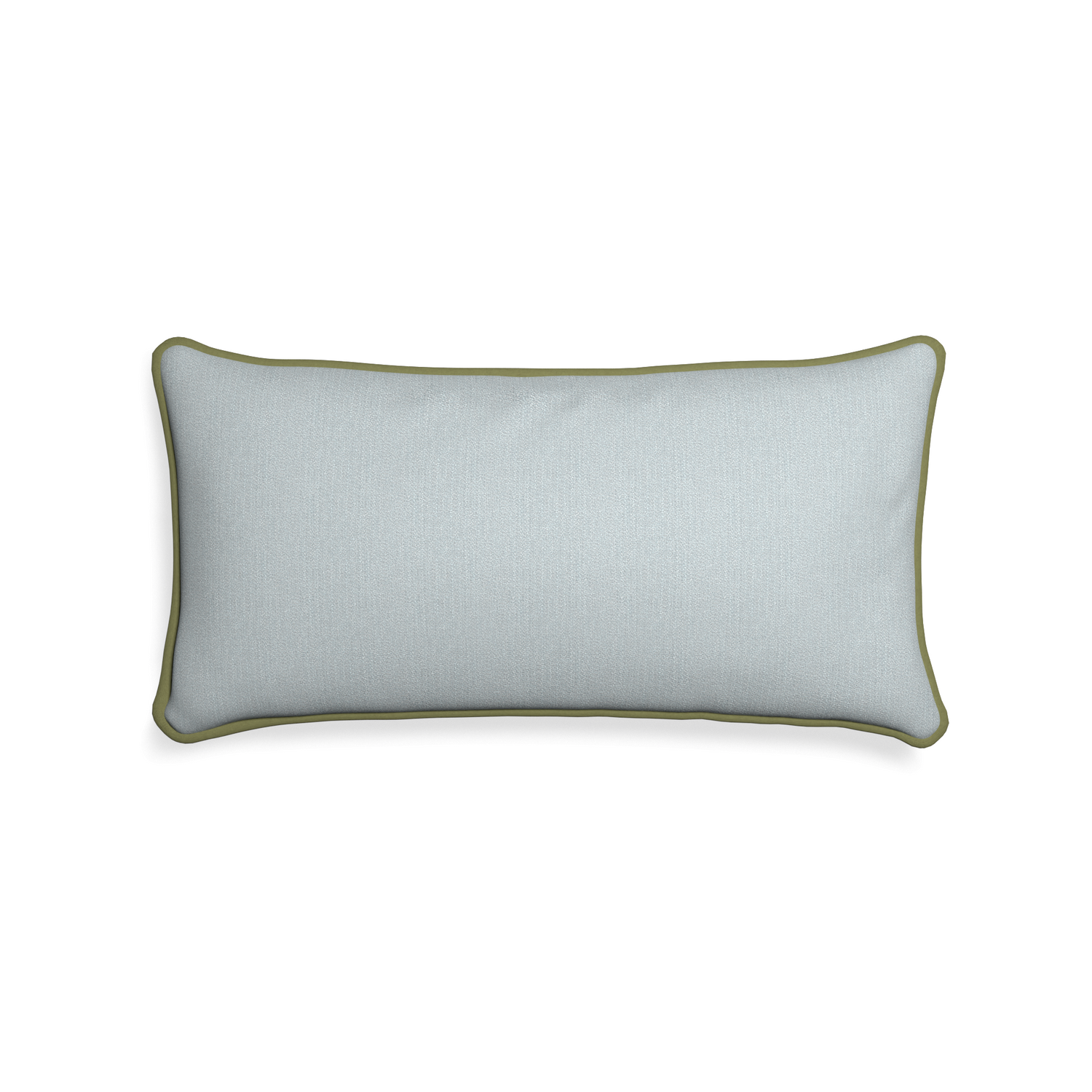 Midi-lumbar sea custom grey bluepillow with moss piping on white background