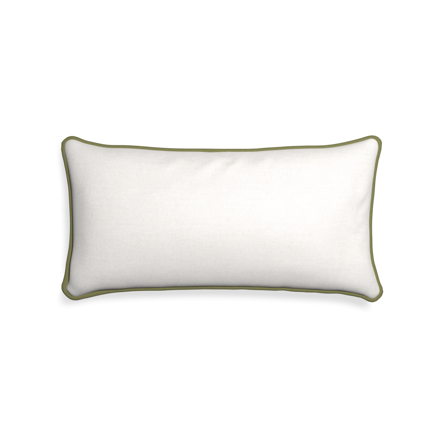 rectangle natural white pillow with moss green piping