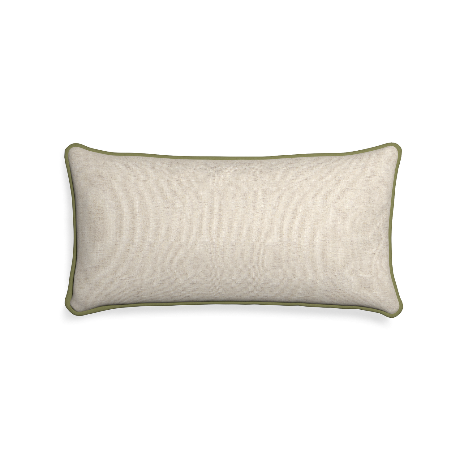 rectangle light brown pillow with moss green piping