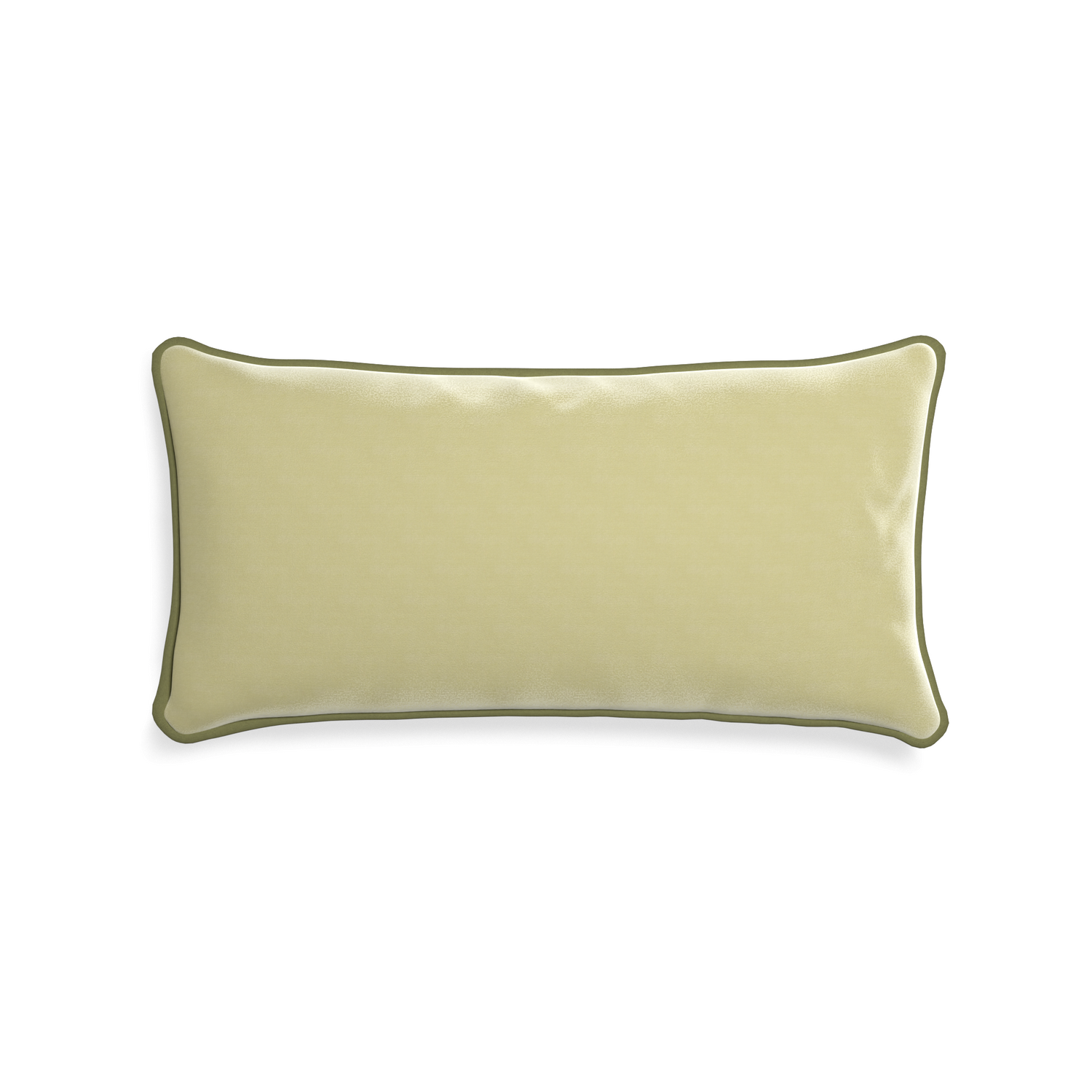 rectangle light green pillow with moss green piping
