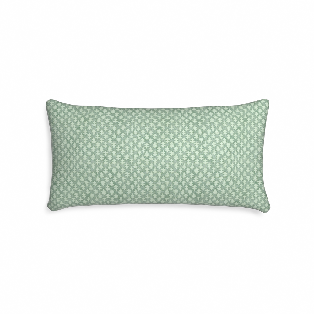 Midi-lumbar quinn celadon custom pillow with n on white background