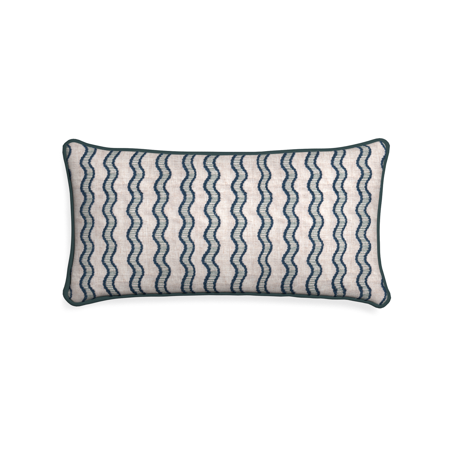 Midi-lumbar beatrice custom embroidered wavepillow with p piping on white background