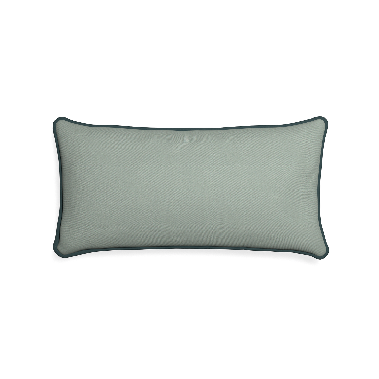 Midi-lumbar sage custom sage green cottonpillow with p piping on white background