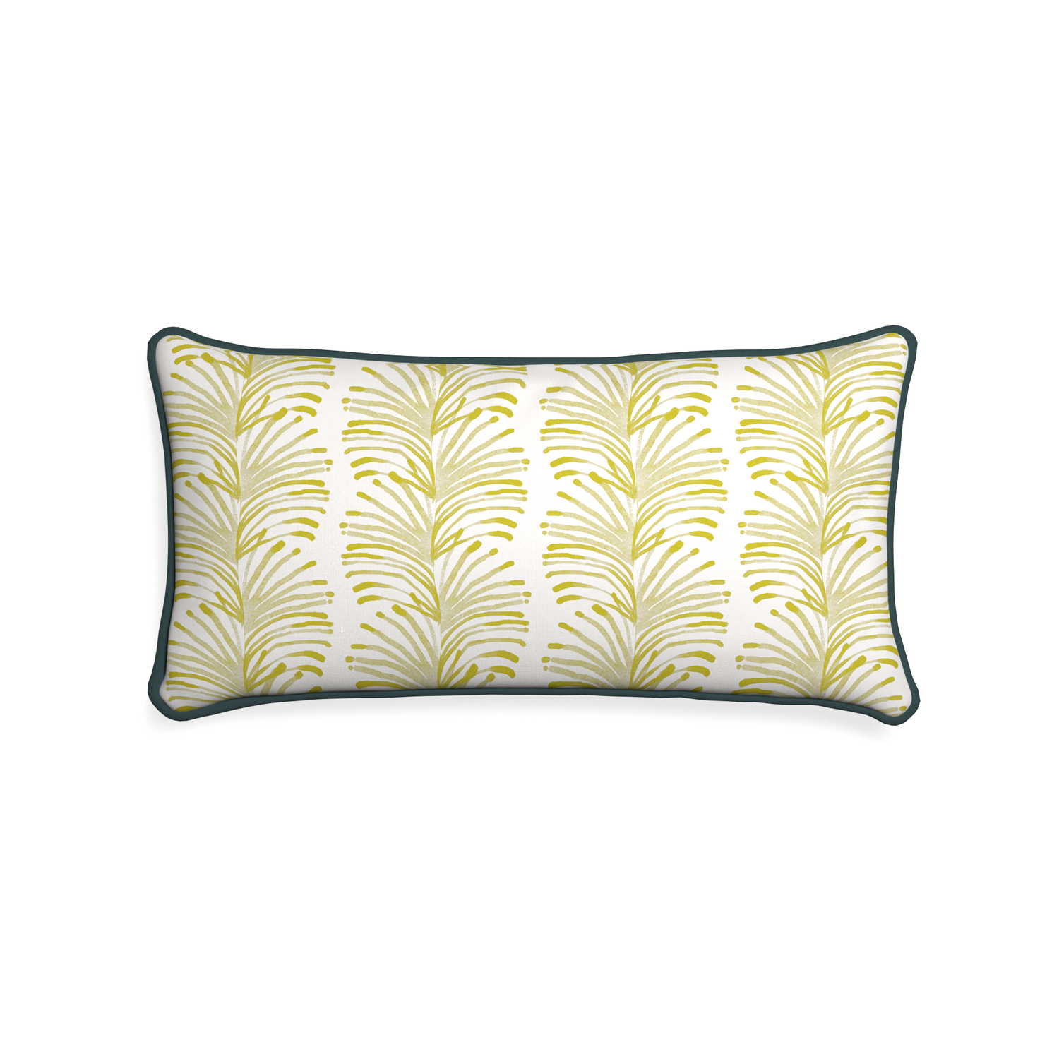 Midi-lumbar emma chartreuse custom yellow stripe chartreusepillow with p piping on white background