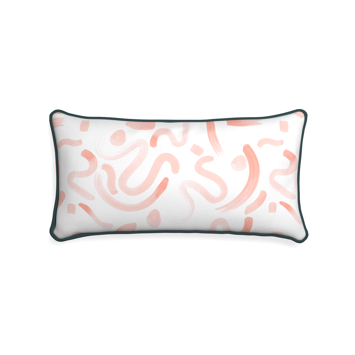Midi-lumbar hockney pink custom pink graphicpillow with p piping on white background