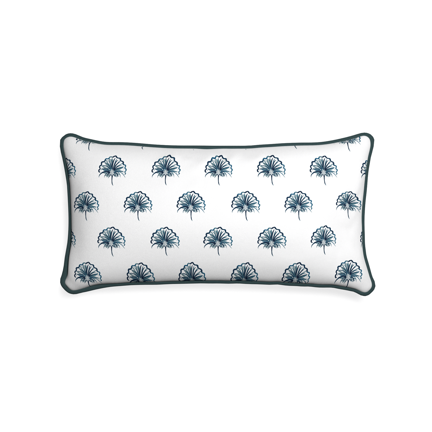 Midi-lumbar penelope midnight custom floral navypillow with p piping on white background