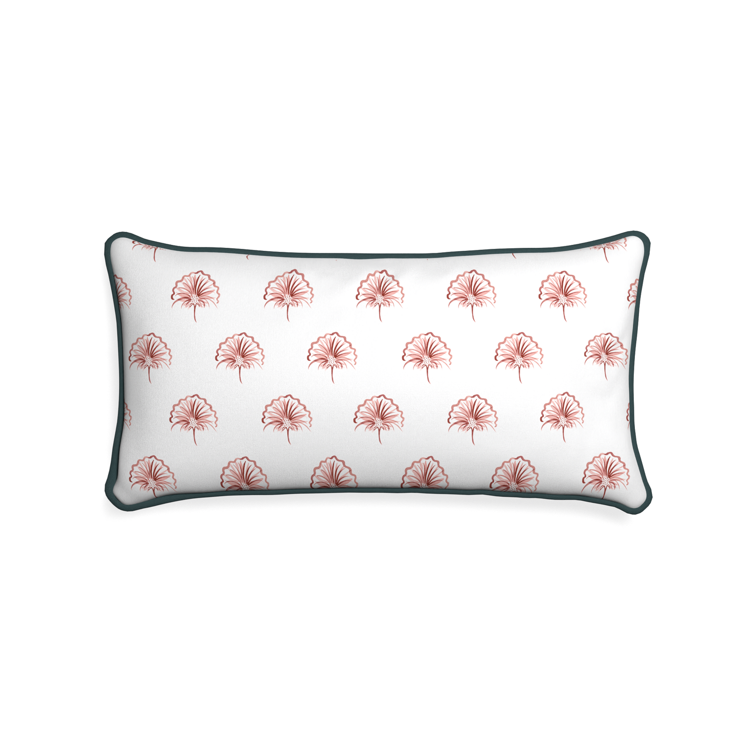 Midi-lumbar penelope rose custom floral pinkpillow with p piping on white background