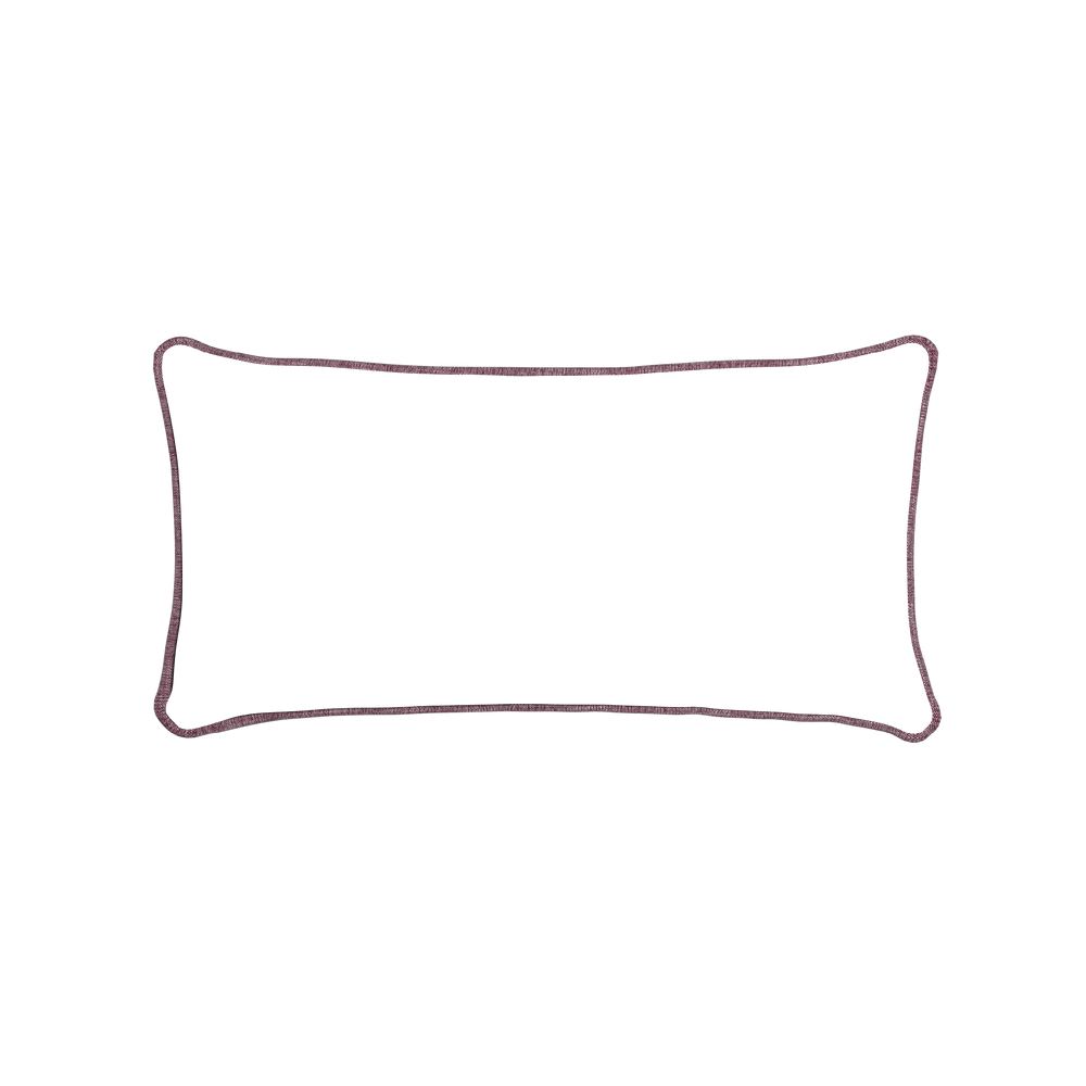 Midi-lumbar beatrice custom embroidered wavepillow with burgundy piping on white background