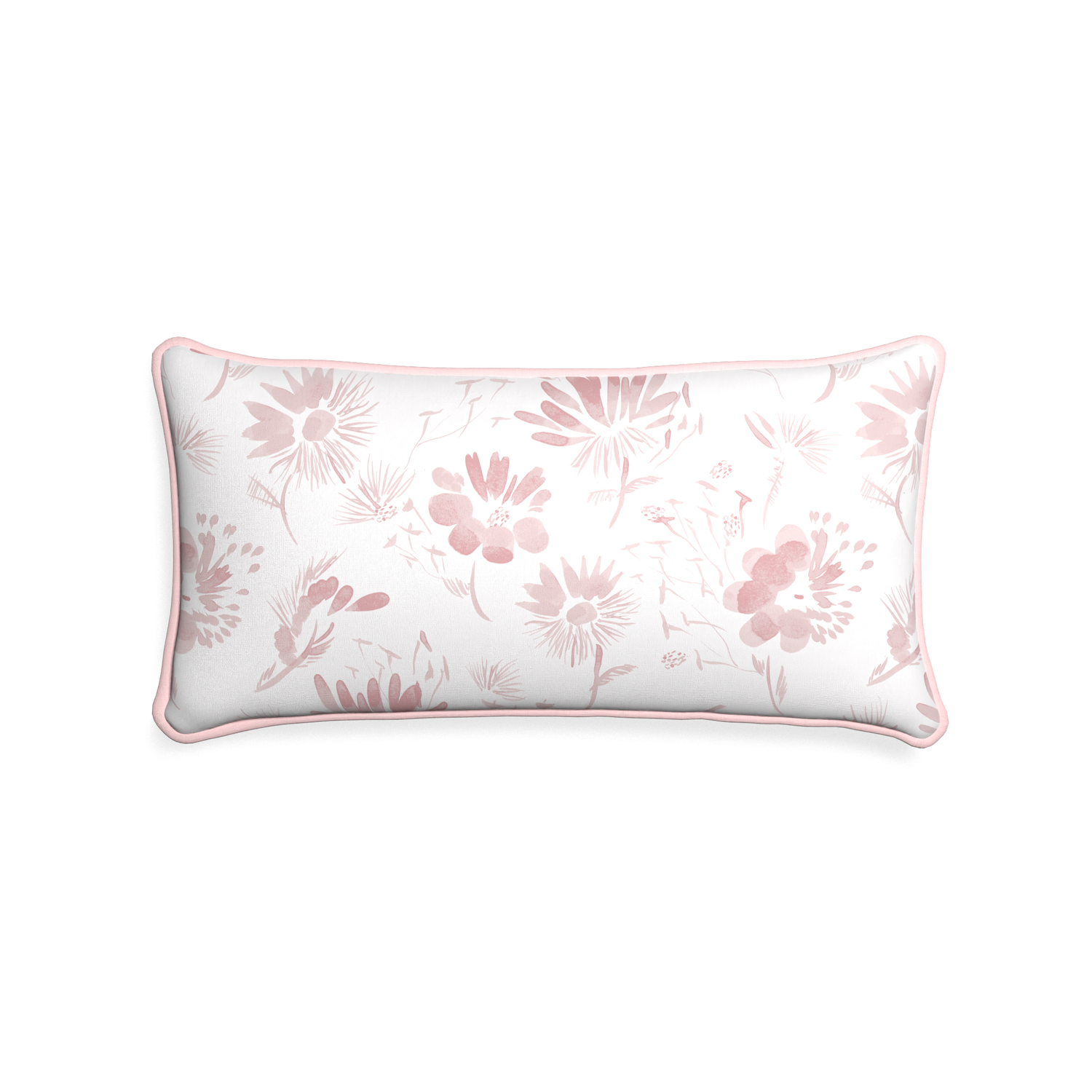 Midi-lumbar blake custom pink floralpillow with petal piping on white background