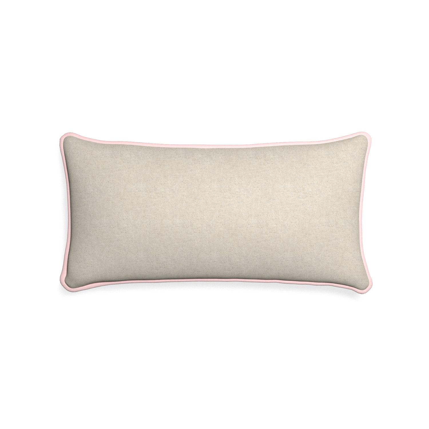 Midi-lumbar oat custom light brownpillow with petal piping on white background