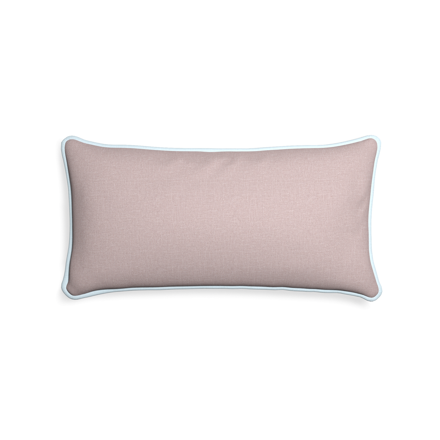 Midi-lumbar orchid custom mauve pinkpillow with powder piping on white background