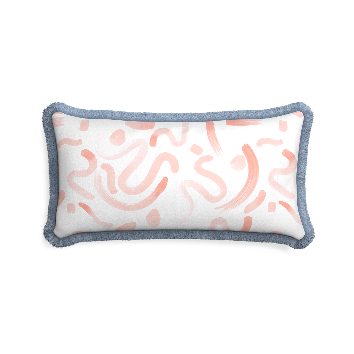 Midi-lumbar hockney pink custom pink graphicpillow with sky fringe on white background
