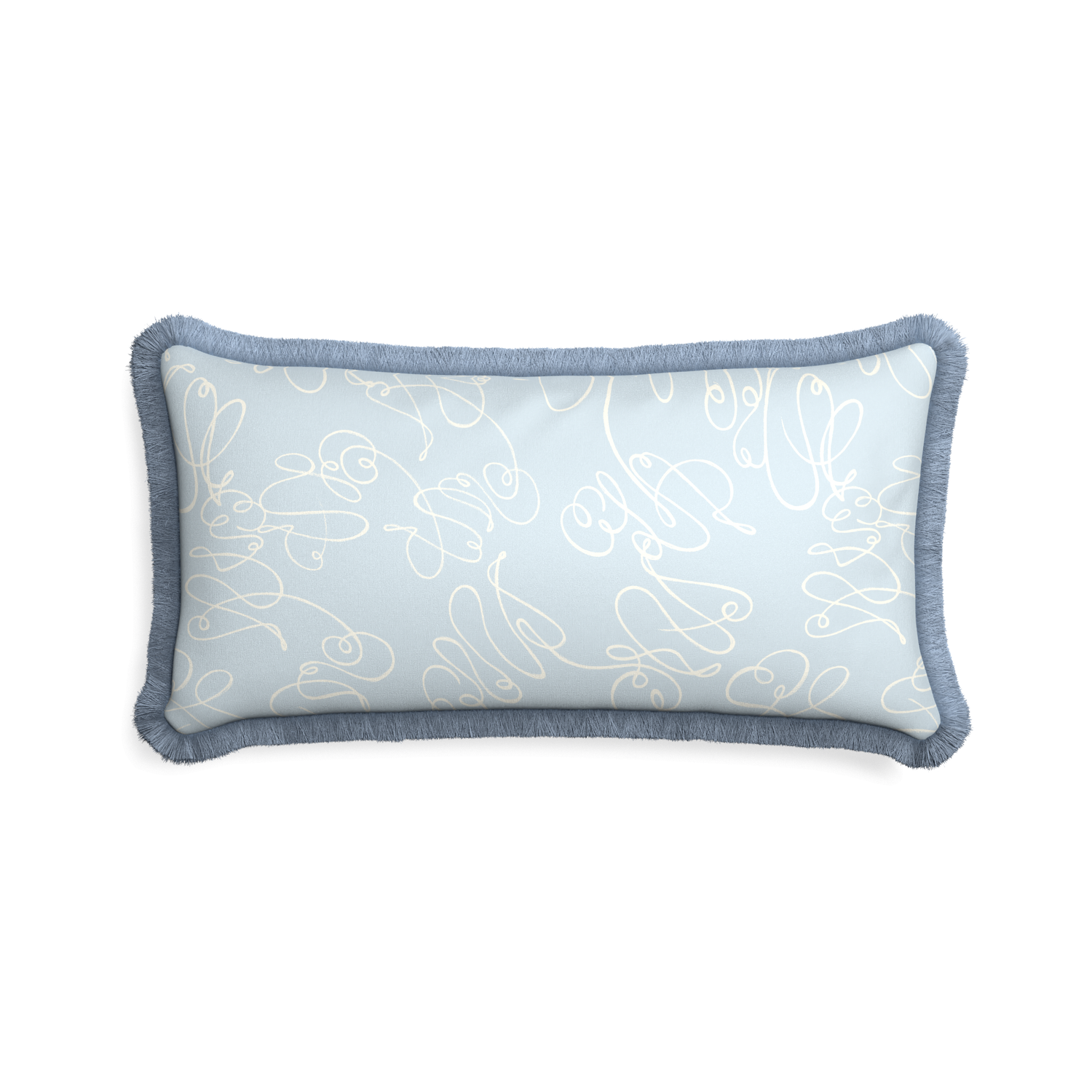 Midi-lumbar mirabella custom powder blue abstractpillow with sky fringe on white background