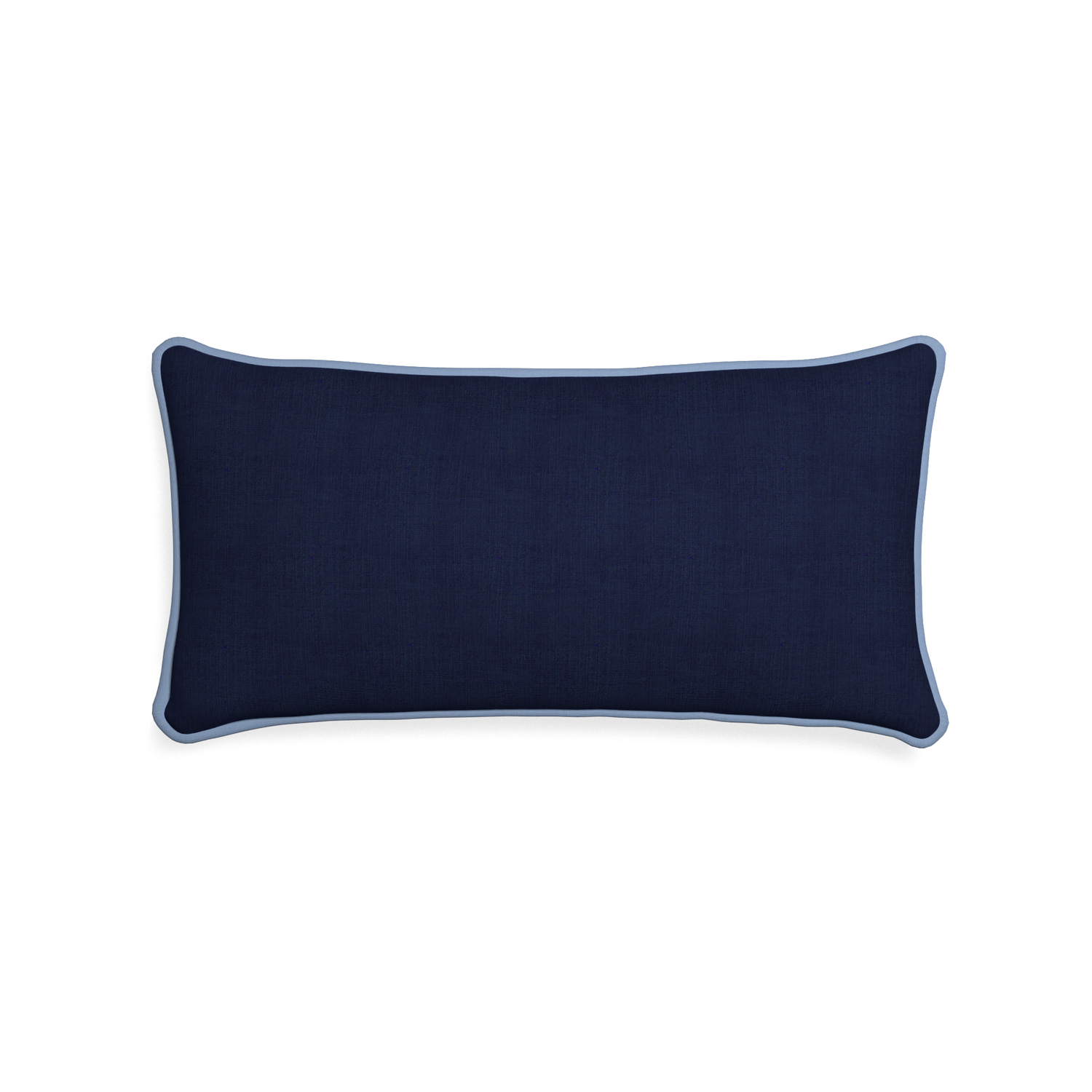 Midi-lumbar midnight custom navy bluepillow with sky piping on white background