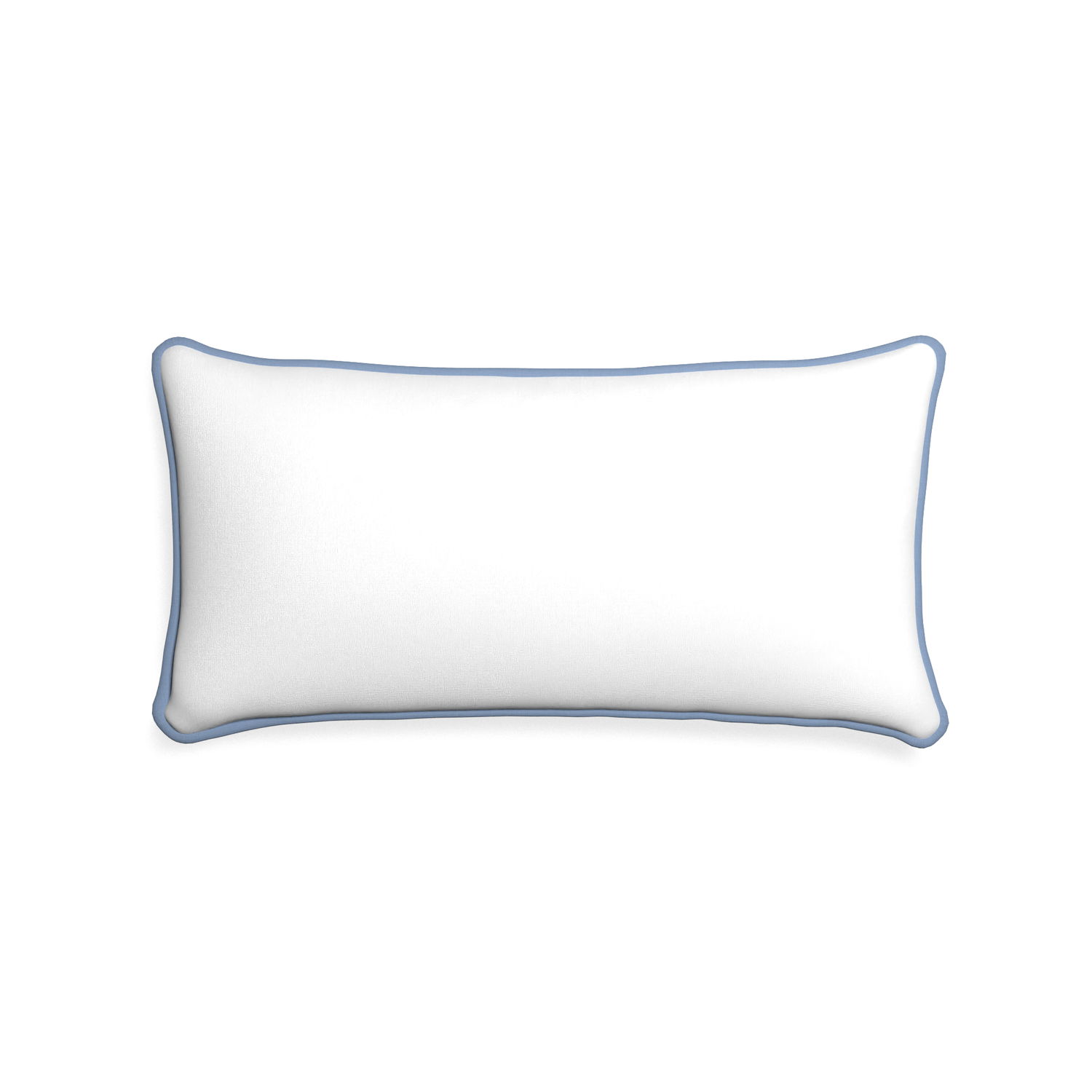 Midi-lumbar snow custom white cottonpillow with sky piping on white background