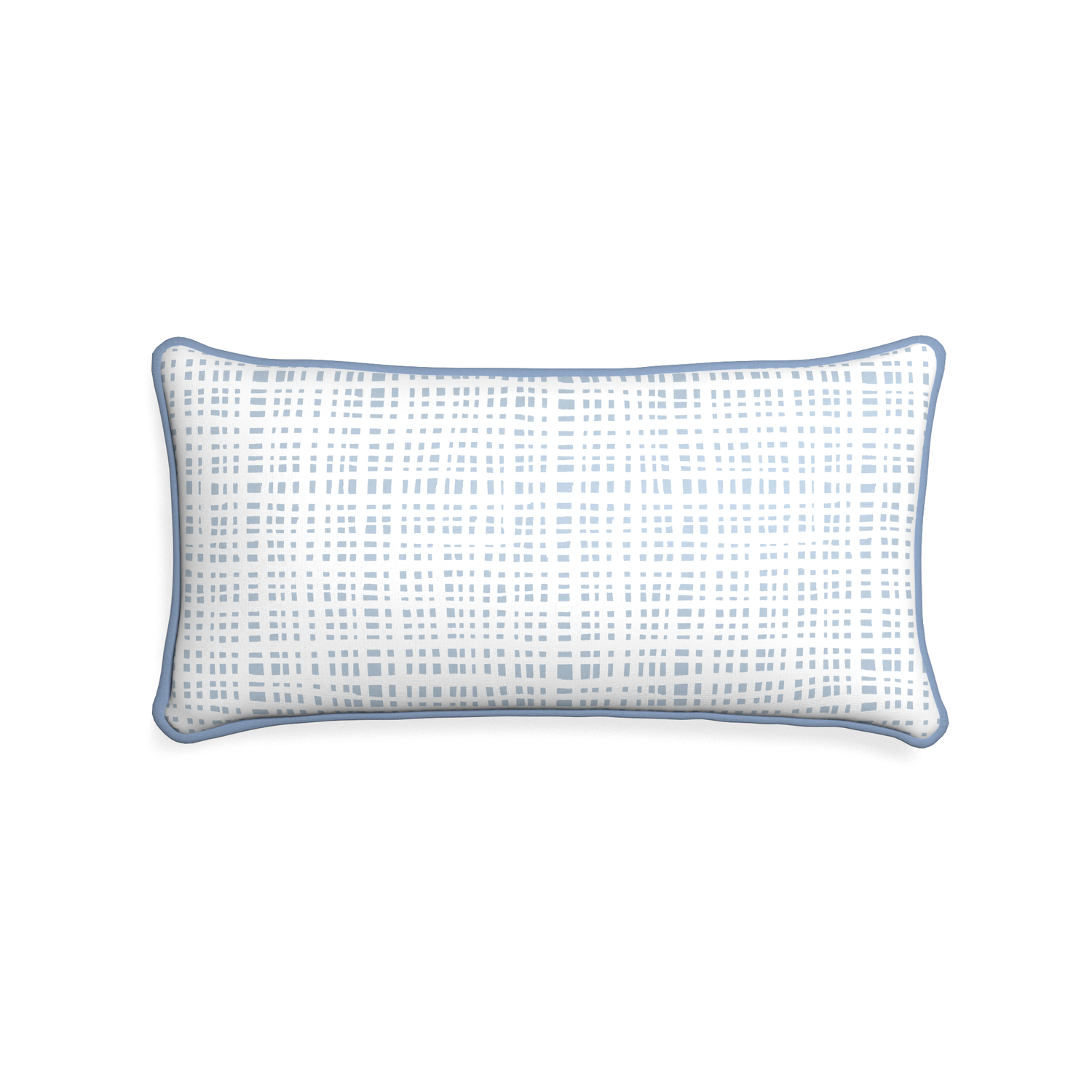Midi-lumbar ginger custom plaid sky bluepillow with sky piping on white background