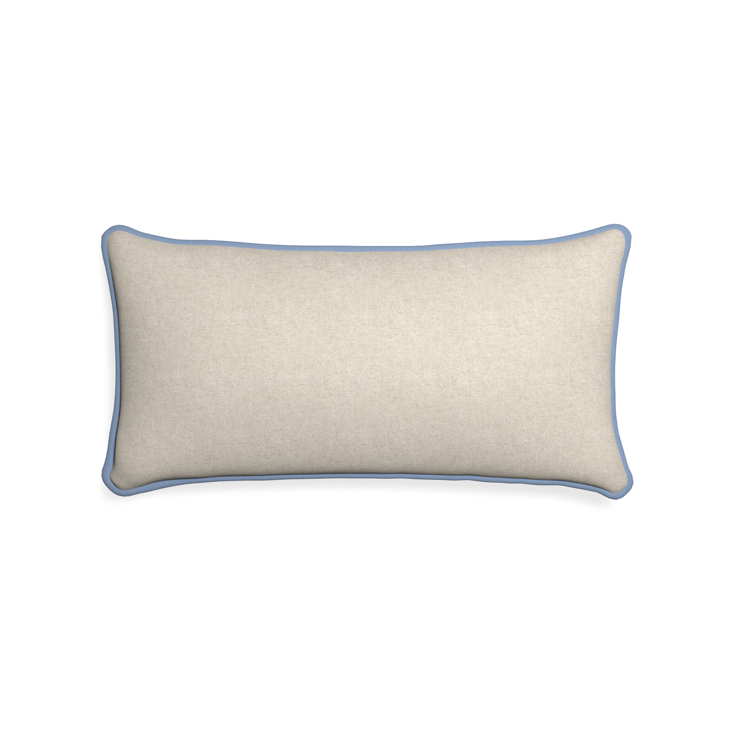 Midi-lumbar oat custom light brownpillow with sky piping on white background