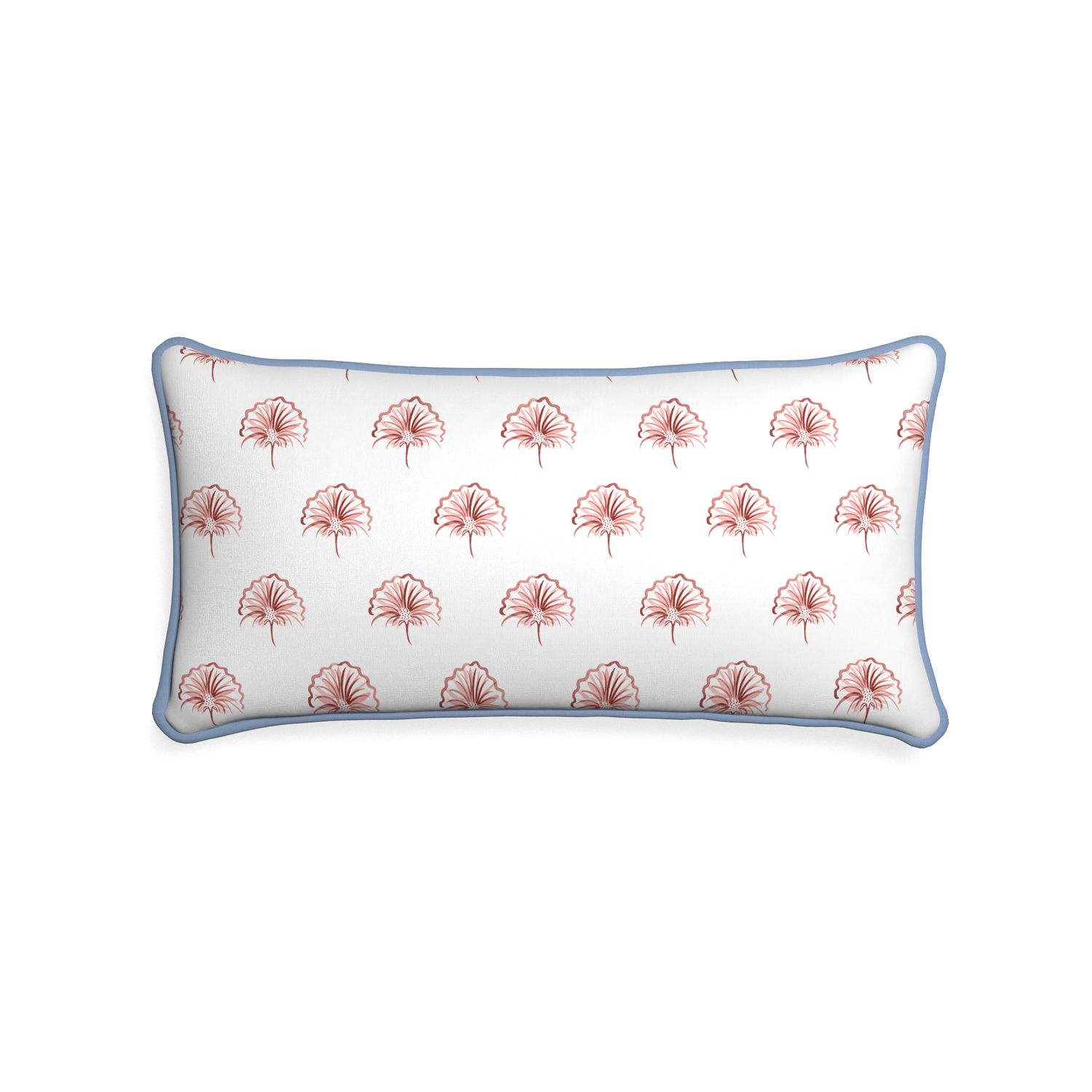 Midi-lumbar penelope rose custom floral pinkpillow with sky piping on white background