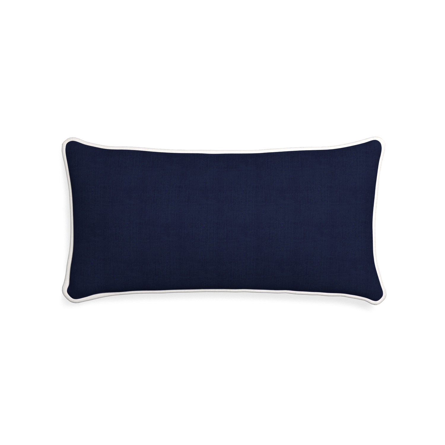 Midi-lumbar midnight custom navy bluepillow with snow piping on white background