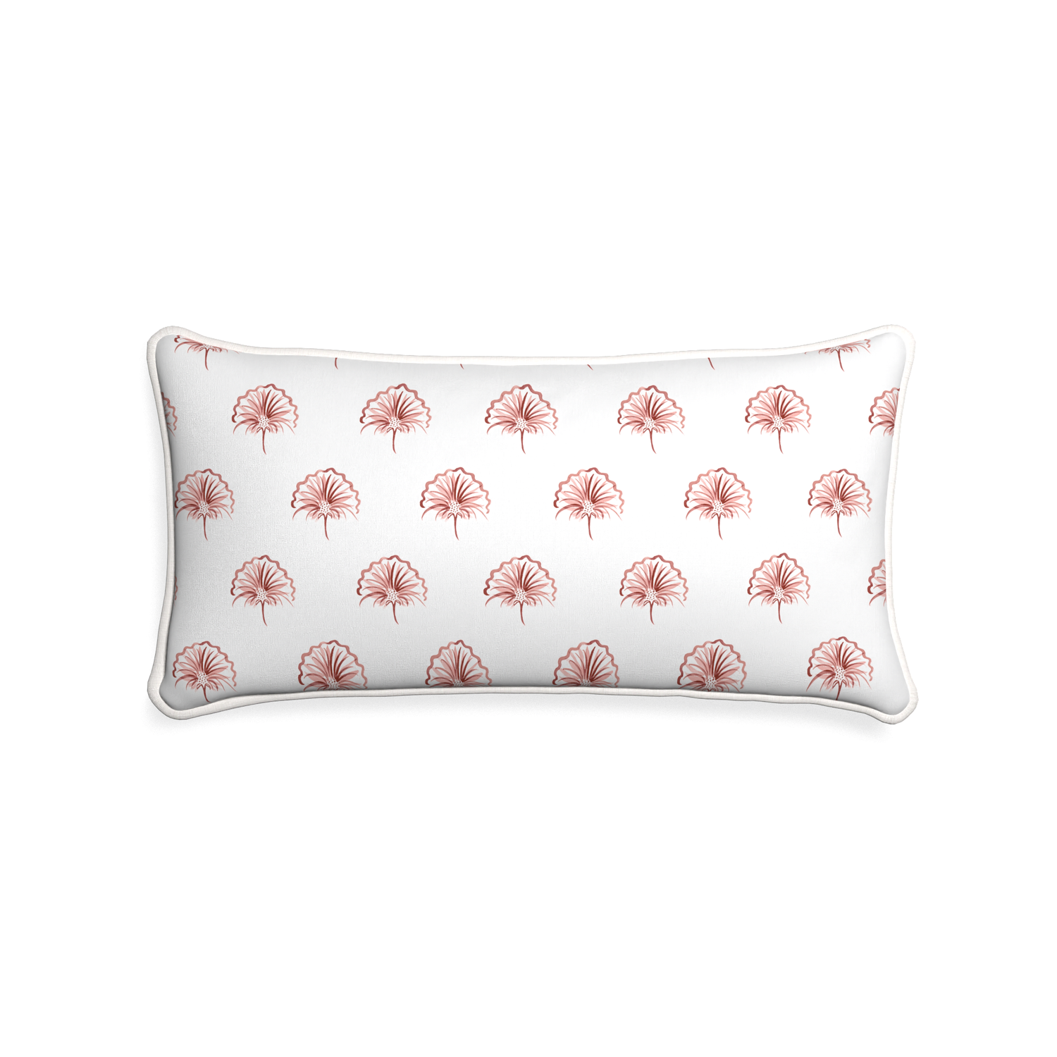 Midi-lumbar penelope rose custom floral pinkpillow with snow piping on white background