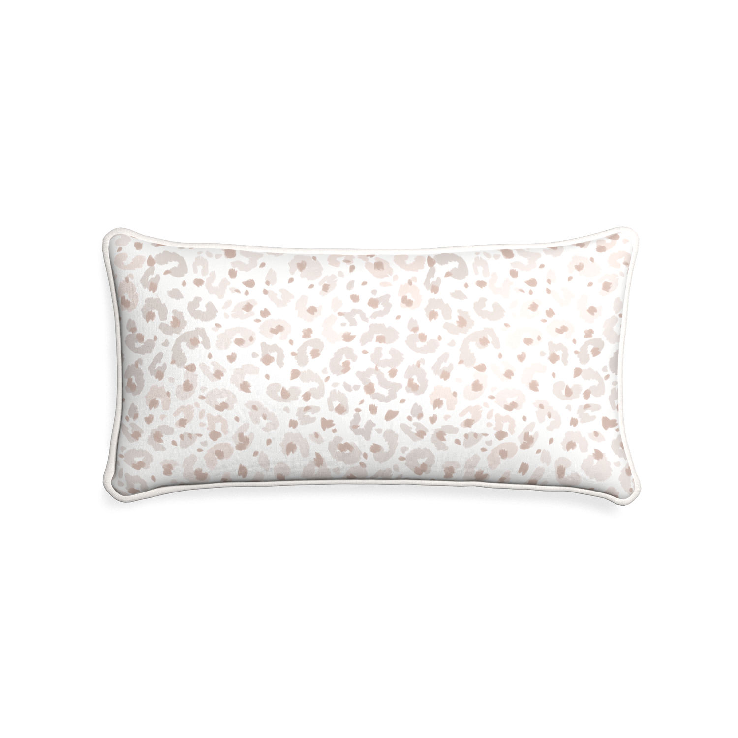 Midi-lumbar rosie custom beige animal printpillow with snow piping on white background