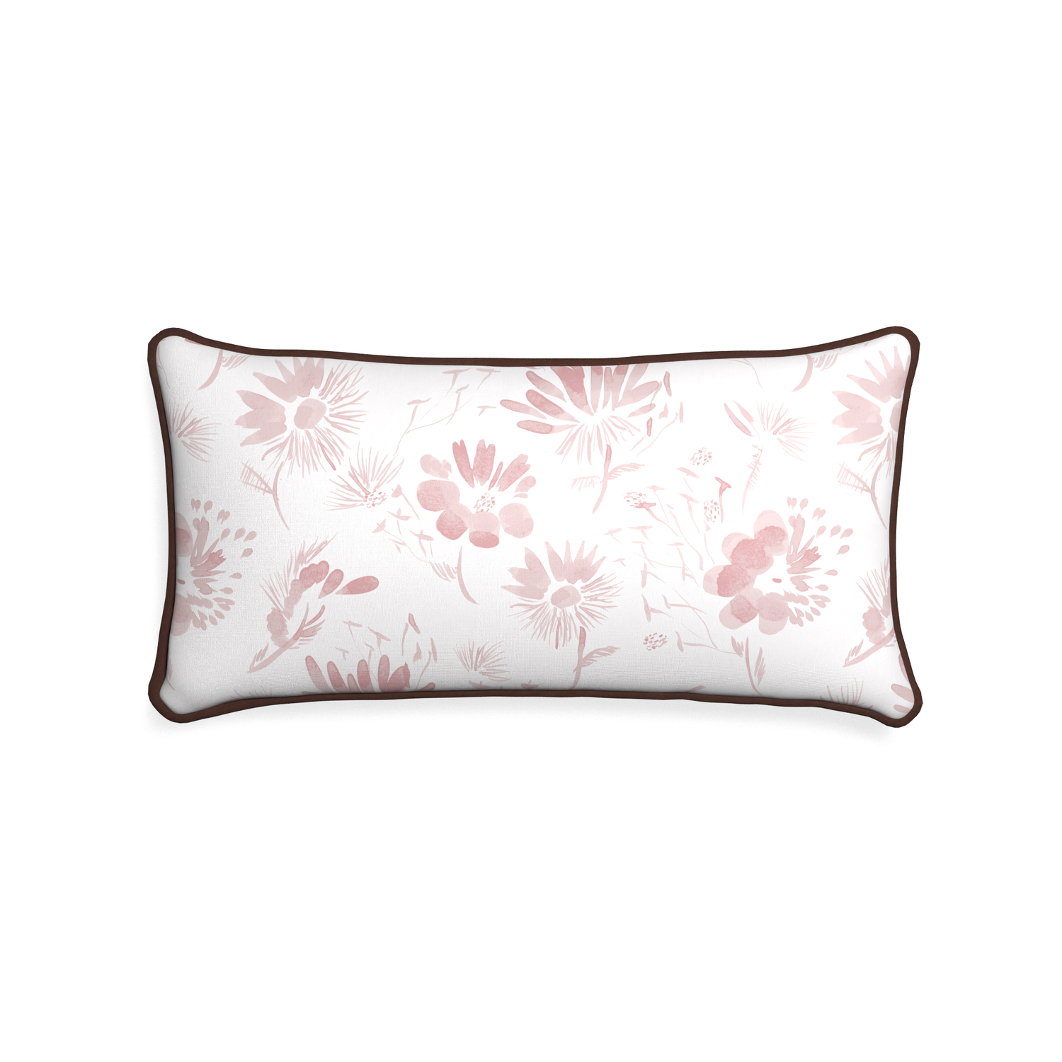Midi-lumbar blake custom pink floralpillow with w piping on white background