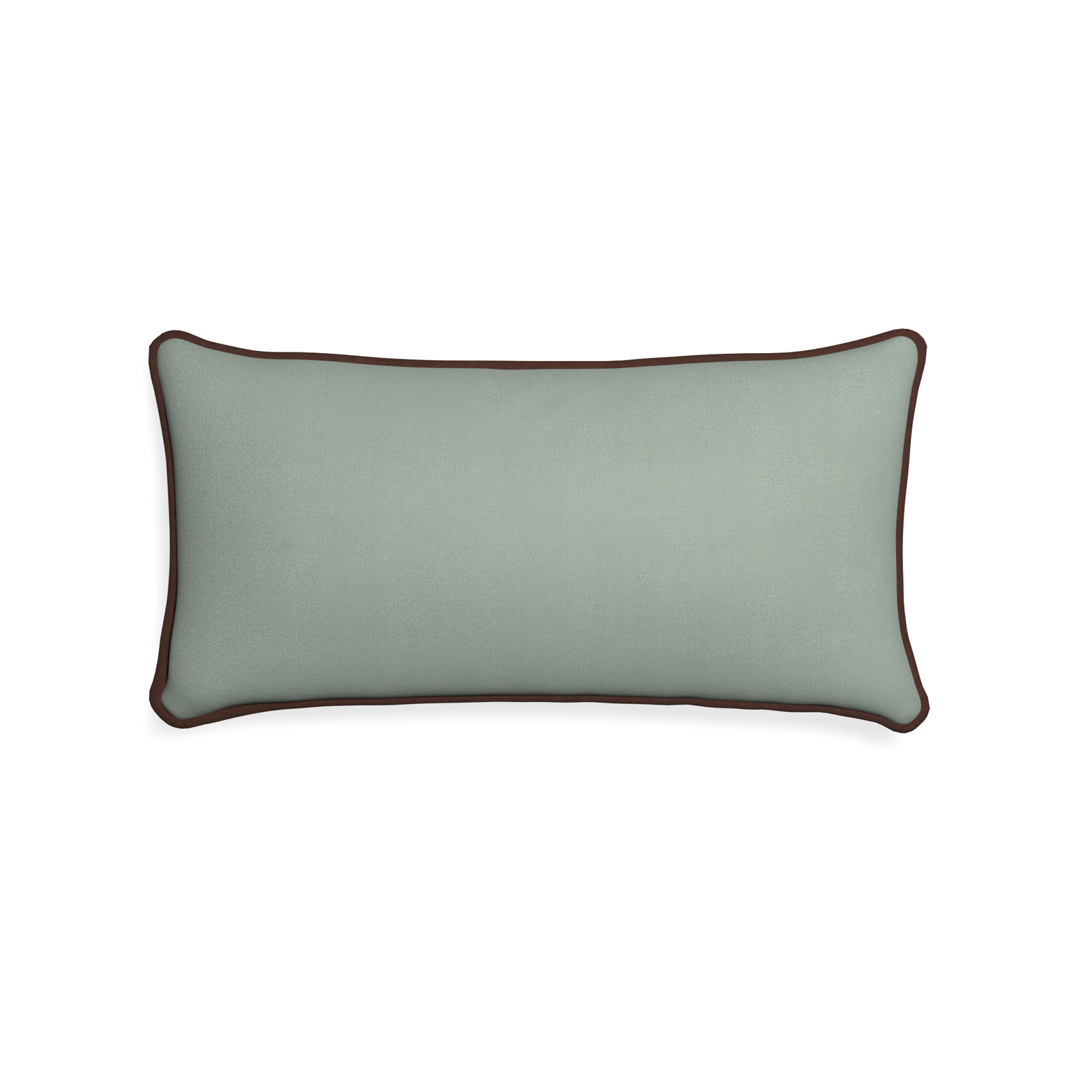 Midi-lumbar sage custom sage green cottonpillow with w piping on white background