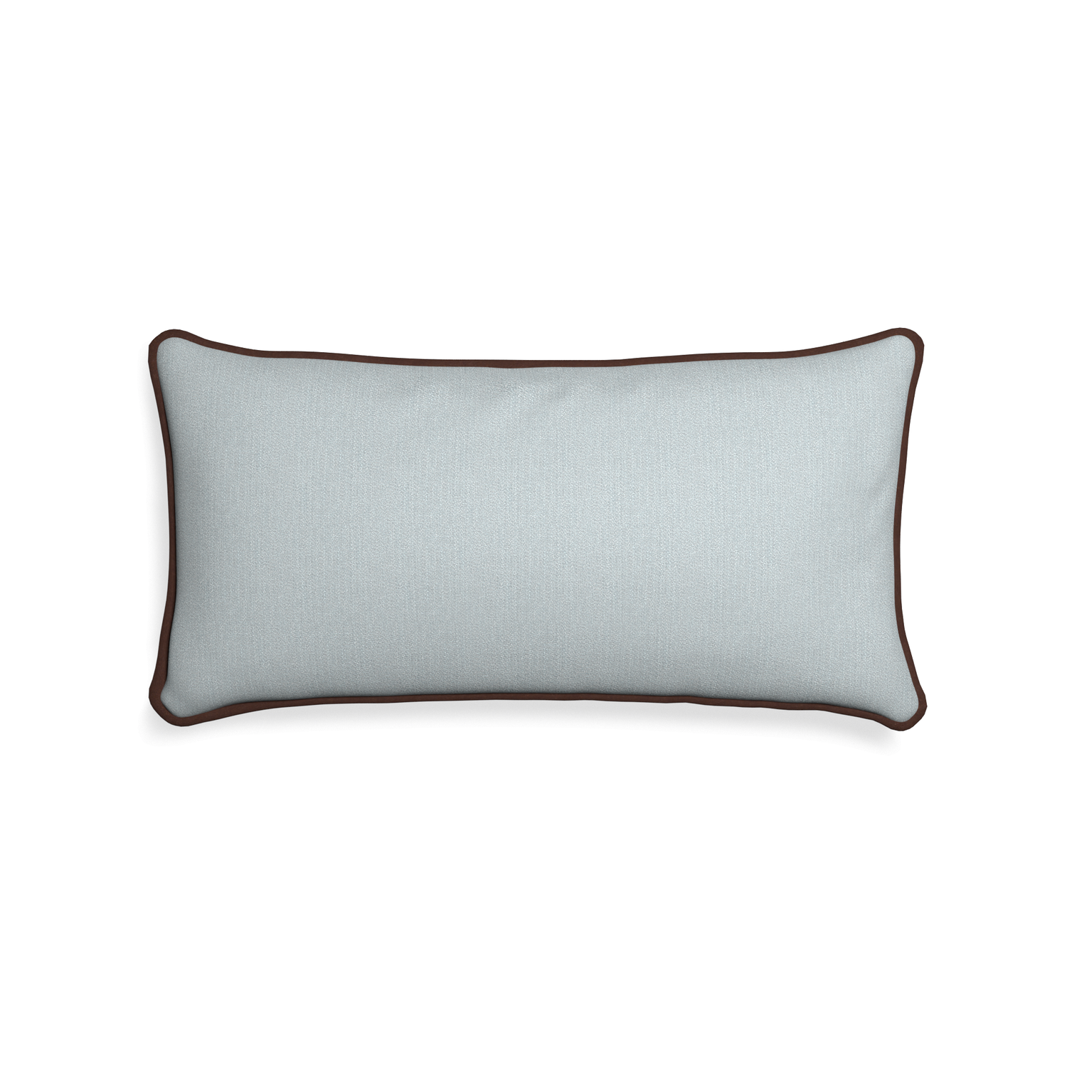 Midi-lumbar sea custom grey bluepillow with w piping on white background