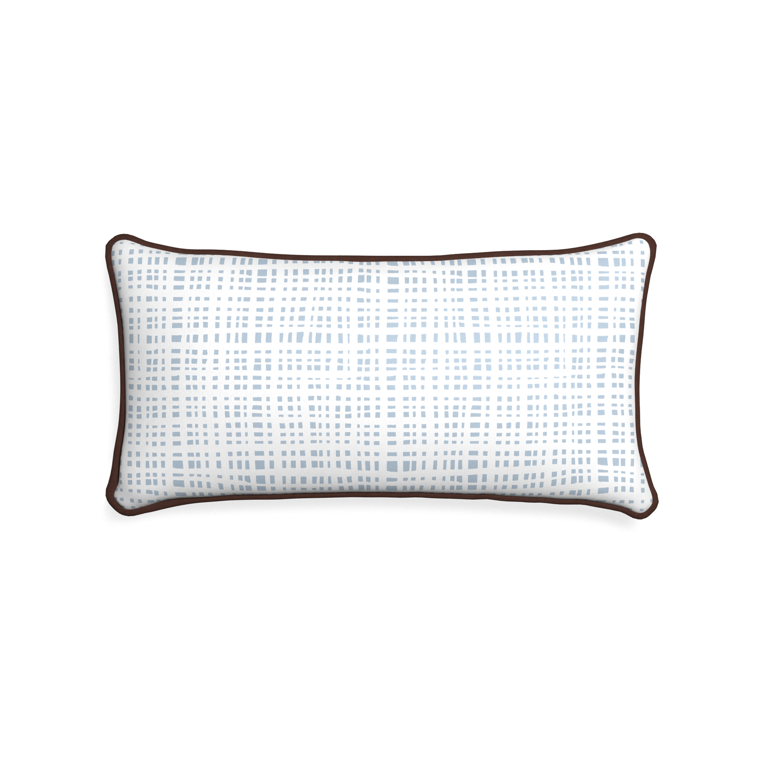Midi-lumbar ginger sky custom plaid sky bluepillow with w piping on white background