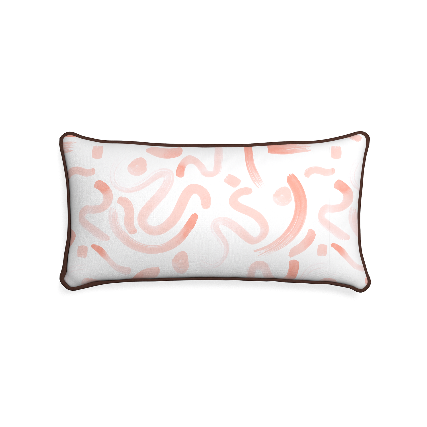 Midi-lumbar hockney pink custom pink graphicpillow with w piping on white background