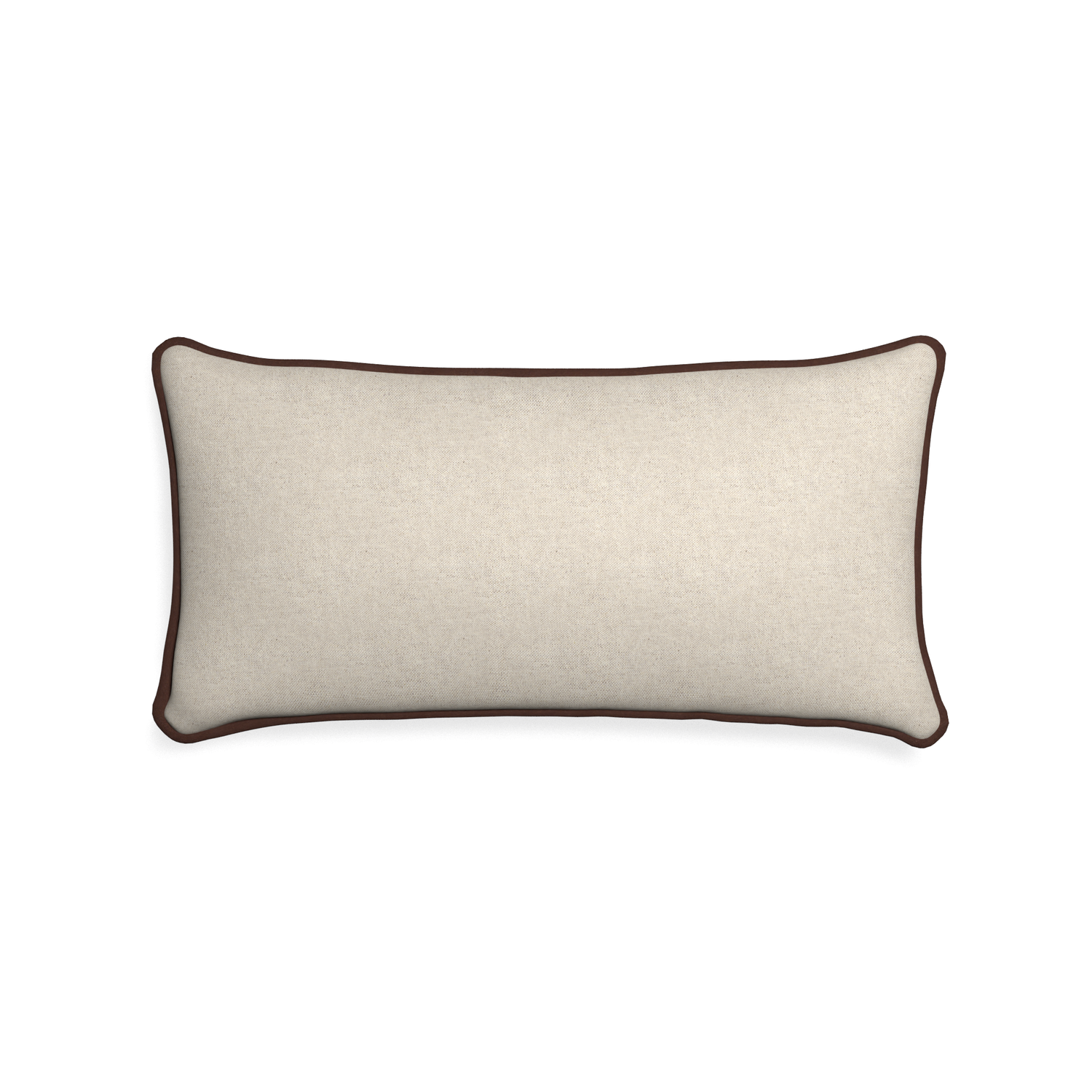 Midi-lumbar oat custom light brownpillow with w piping on white background