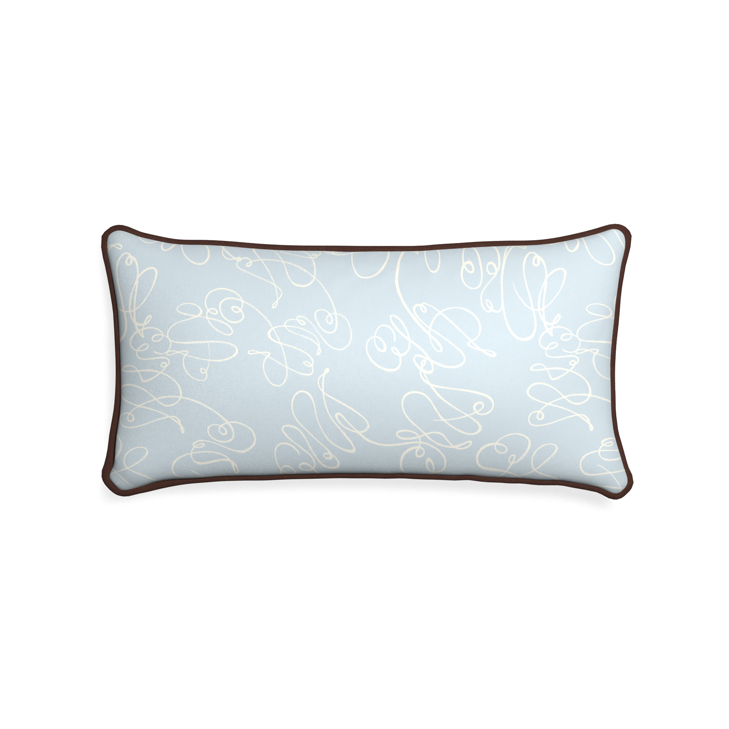 Midi-lumbar mirabella custom powder blue abstractpillow with w piping on white background