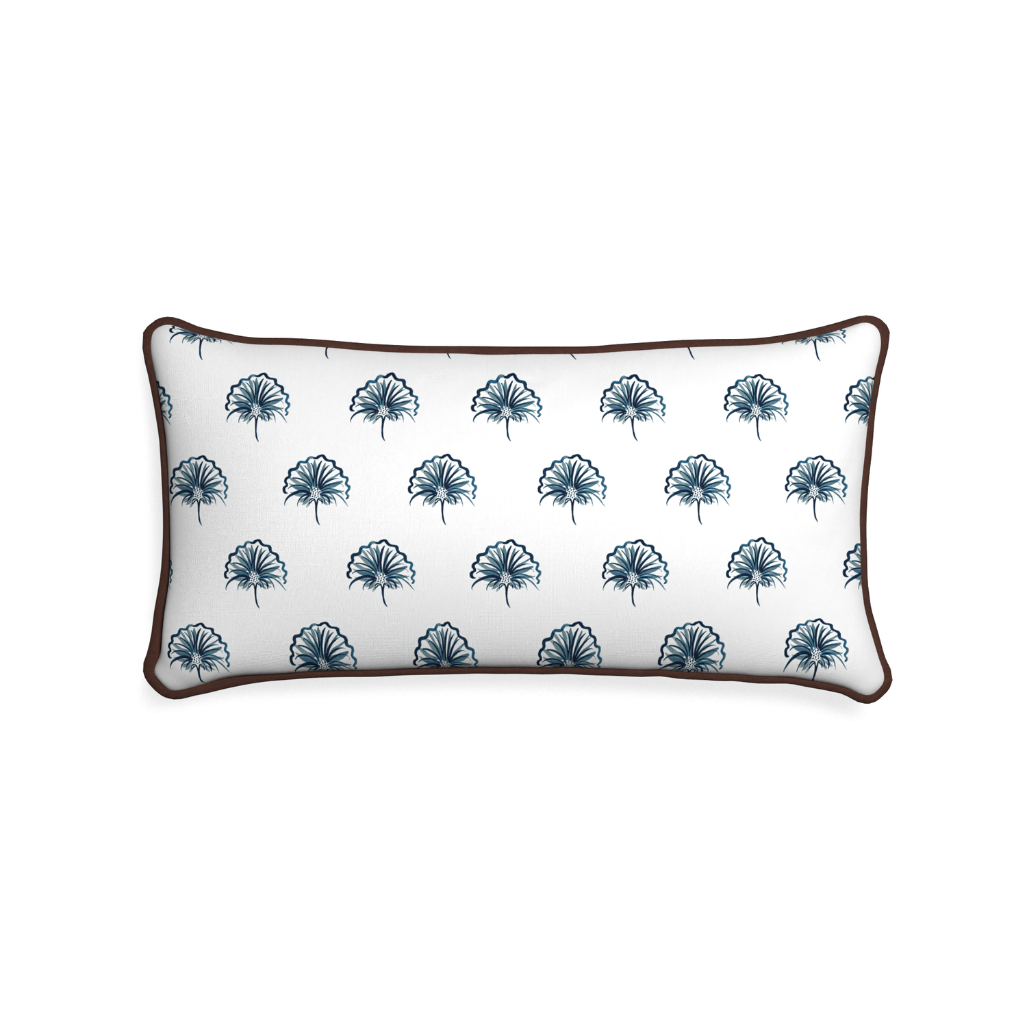 Midi-lumbar penelope midnight custom floral navypillow with w piping on white background
