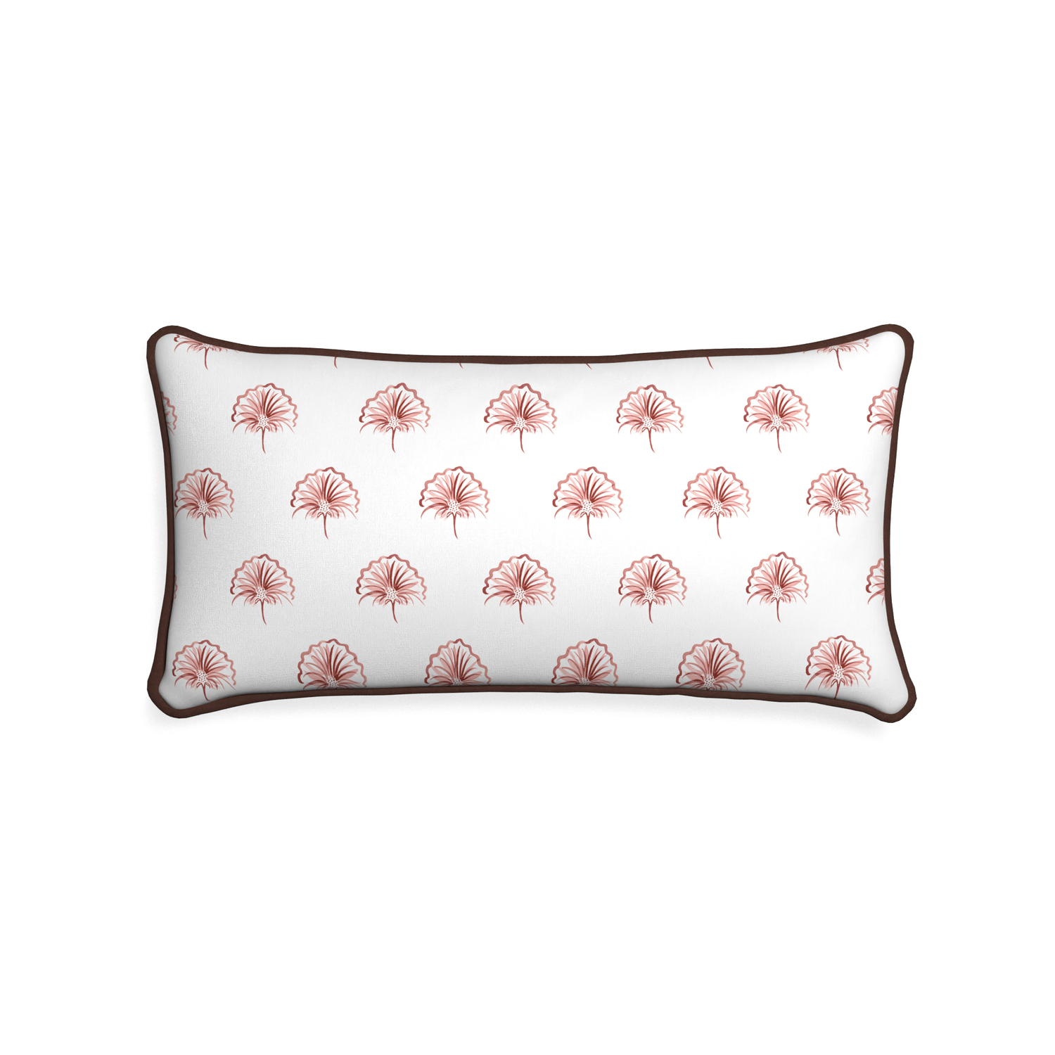 Midi-lumbar penelope rose custom floral pinkpillow with w piping on white background
