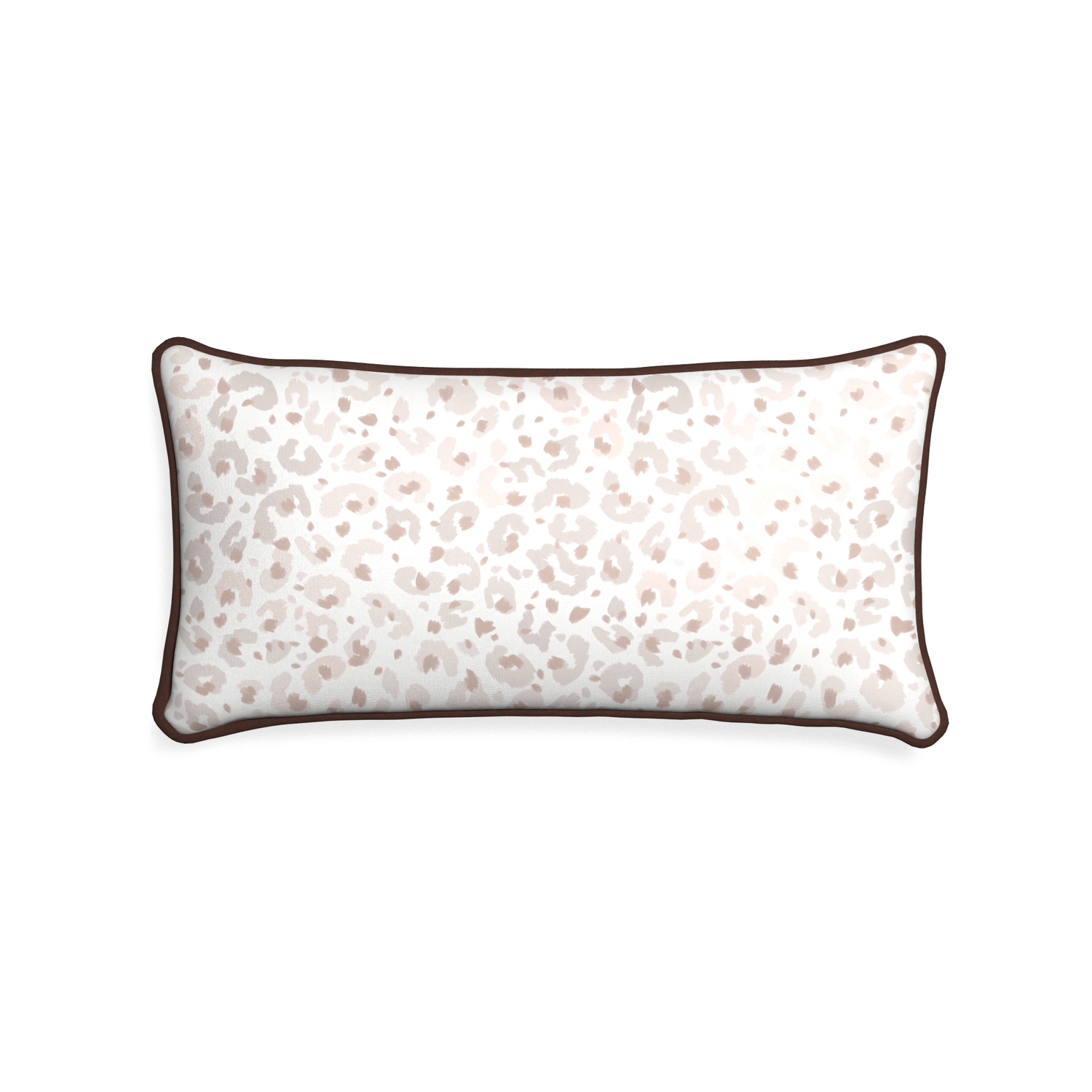 Midi-lumbar rosie custom beige animal printpillow with w piping on white background
