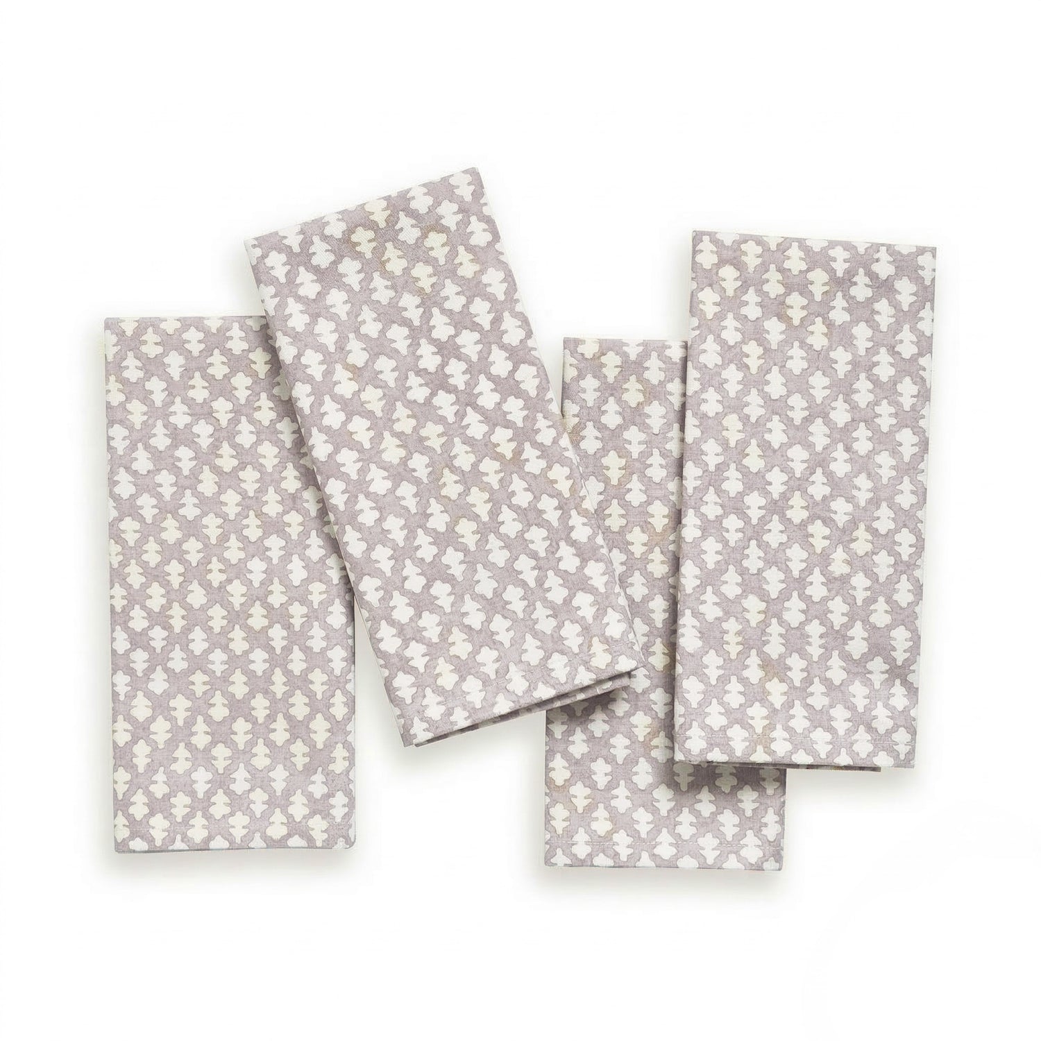 Quinn Wisteria cotton napkins with a subtle lilac and cream floral pattern, made-to-order quality fabric design
