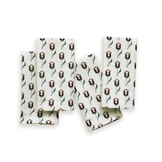 Annabelle Maroon floral linen napkins by Pepper Home, custom made-to-order with maroon and forest green accents.