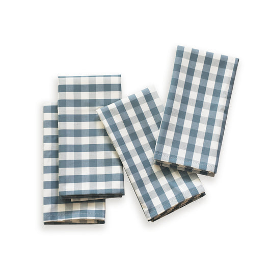 Millie Harbor gingham napkins in deep blue, offering a crisp, modern touch for Pepper Home custom table settings.