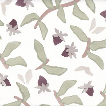 Plum Strawberry & Botanical Printed Wallpaper Swatch