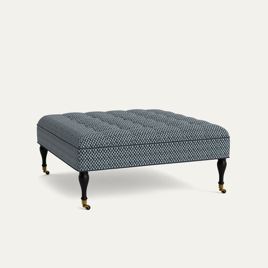 FEATURED: Shown in 44" Square / Tufted / Baluster Leg / Ebony / Midnight Welt