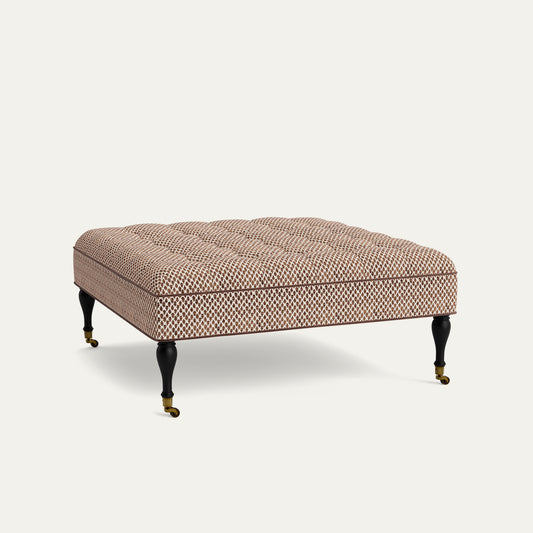 FEATURED: Shown in 44" Square / Tufted / Baluster Leg / Ebony / Walnut Velvet Welt