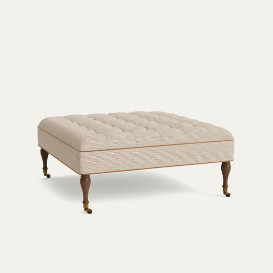 FEATURED: Shown in 44" Square / Tufted / Baluster Leg / Tobacco / Honey Velvet Welt