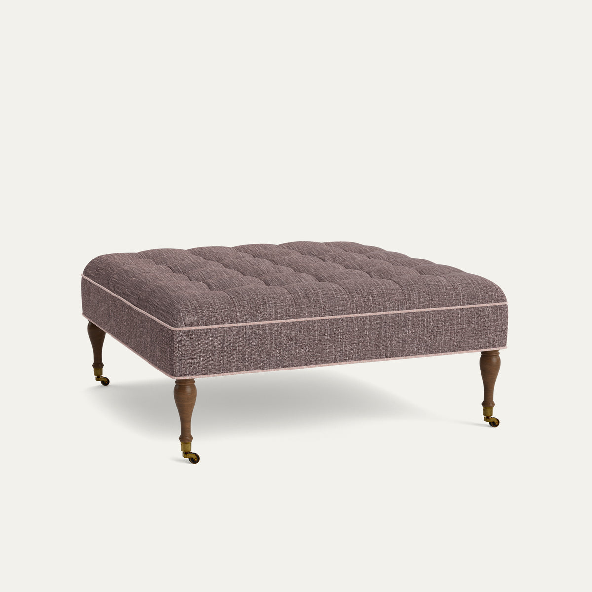 FEATURED: Shown in 44" Square / Tufted / Baluster Leg / Tobacco / Dahlia Welt