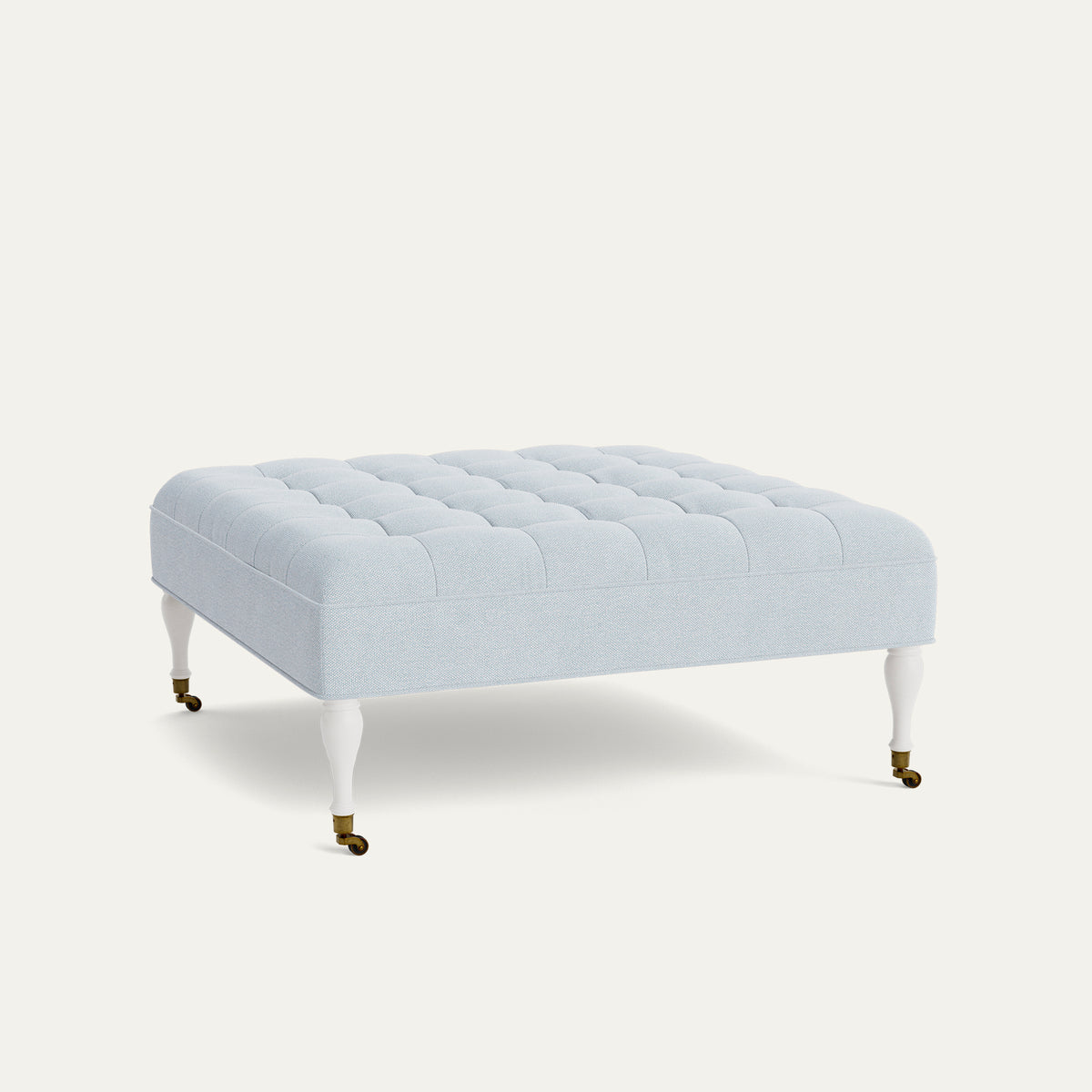 FEATURED: Shown in 44" Square / Tufted / Baluster Leg / Flour / Self Welt