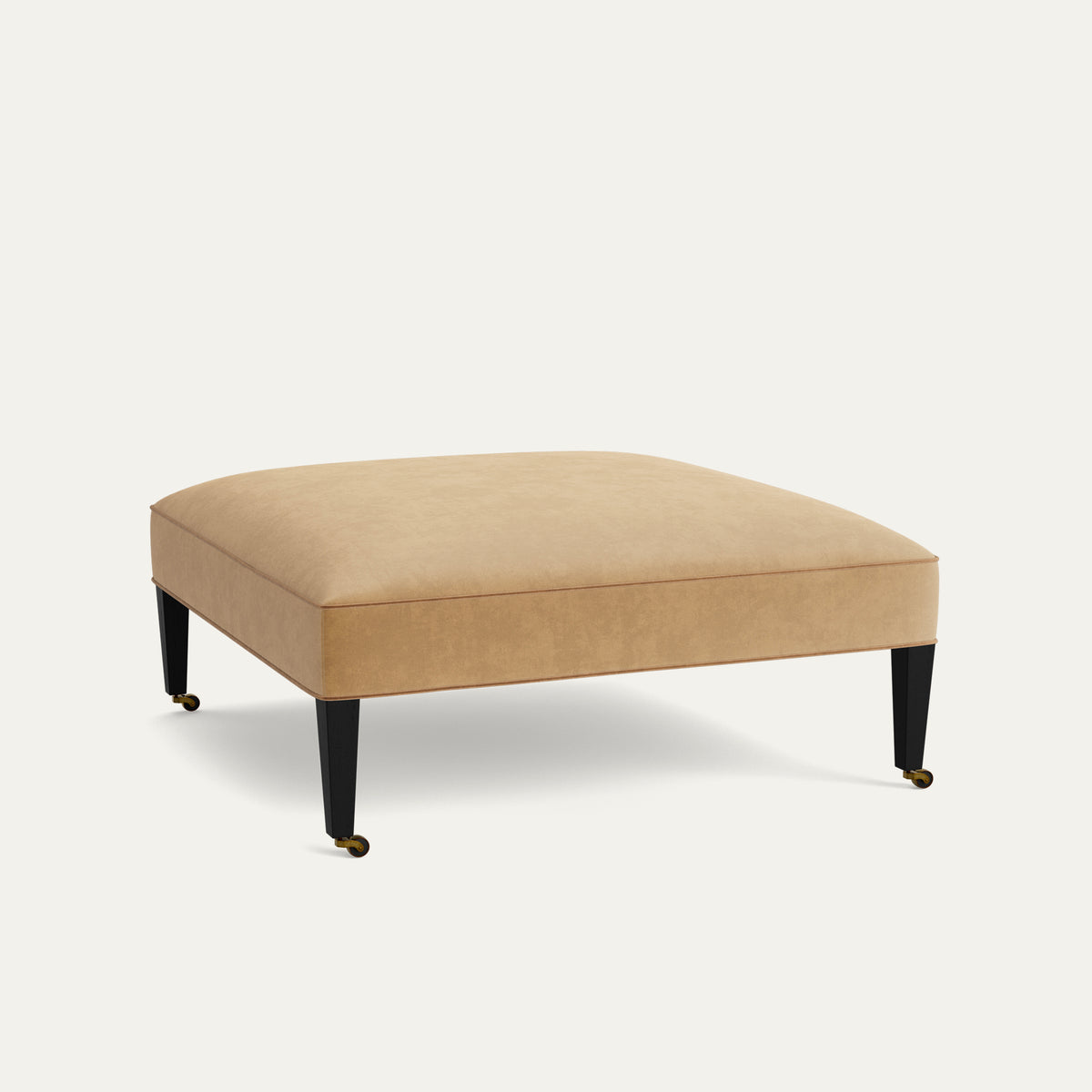 FEATURED: Shown in 44" Square / Flat / Tapered Leg / Ebony / Honey Velvet Welt