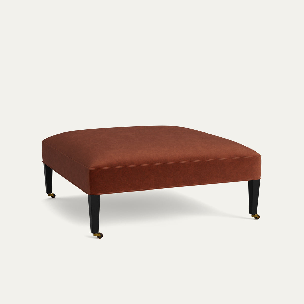 FEATURED: Shown in 44" Square / Flat / Tapered Leg / Ebony / Self Welt