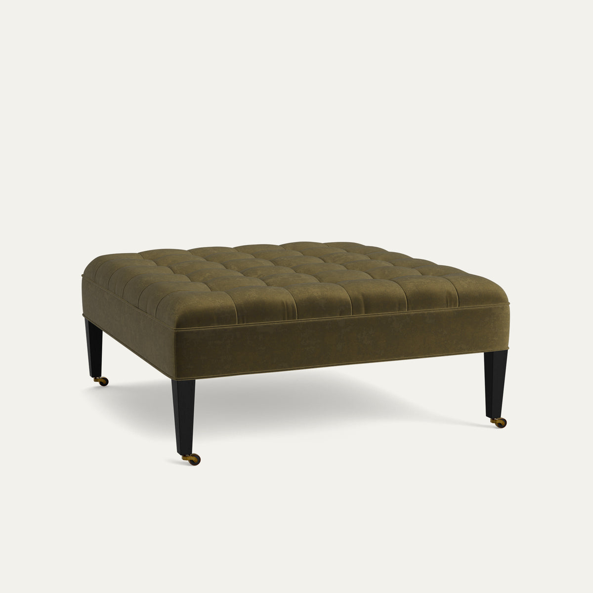 FEATURED: Shown in 44" Square / Tufted / Tapered Leg / Ebony / Self Welt
