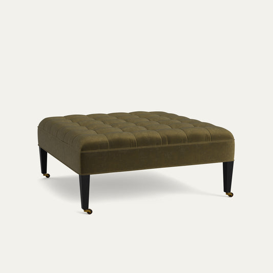 FEATURED: Shown in 44" Square / Tufted / Tapered Leg / Ebony / Self Welt