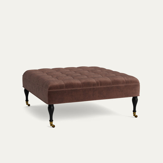 FEATURED: Shown in 44" Square / Tufted / Baluster Leg / Ebony / Self Welt